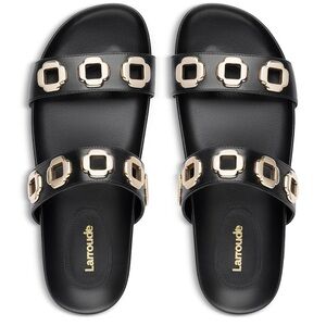 Larroude Women's Milan Grommet Detail Slide Sandals